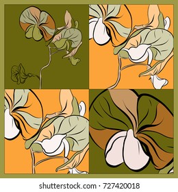 Orchid pattern, can use be for shawl, decor, fabric.Vector illustration