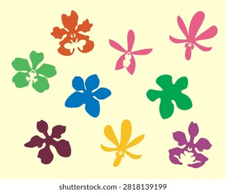Orchid pattern vector images graphic. types of orchid plant icons. orchid background design