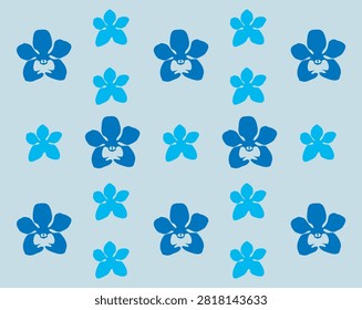 Orchid pattern vector images graphic. types of orchid plant icons. orchid blue background design