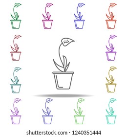 orchid in pot outline icon. Elements of Flower in multi color style icons. Simple icon for websites, web design, mobile app, info graphics