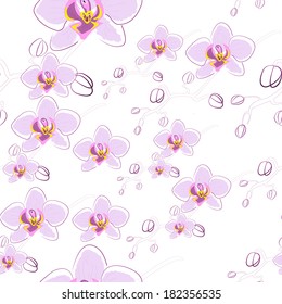 Orchid. Seamless floral background. Endless floral pattern. You can use it in textile design, greeting cards, graphic design. 