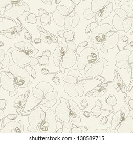 Orchid seamless pattern. Vector illustration.