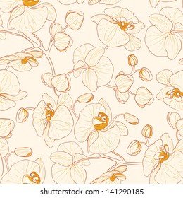 Orchid seamless pattern. Vector illustration.