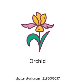 Orchid vector Filled Outline Icon Design illustration. Nature Symbol on White background EPS 10 File