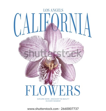 Orchid vector graphic for tee sweat artwork. flower print t shirt design. tropical flower vector graphics. summer vector flower print design. retro color slogan with flowers design