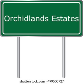 Orchidlands Estates , Hawaii , road sign green vector illustration, road table, USA city