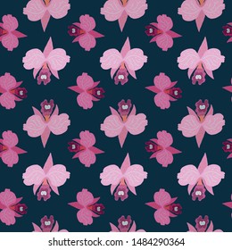 Orchids floral seamless vector pattern. Flower print. Vector texture for wrapping, textiles, paper, wallpaper, background. 