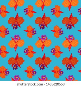 Orchids floral seamless vector pattern. Flower print. Vector texture for wrapping, textiles, paper, wallpaper, background. 
