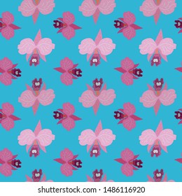 Orchids floral seamless vector pattern. Flower print. Vector texture for wrapping, textiles, paper, wallpaper, background. 