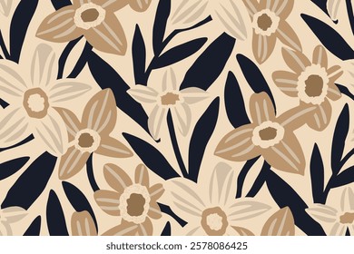 Orchids flowers  trendy minimalistic background. Floral background. 