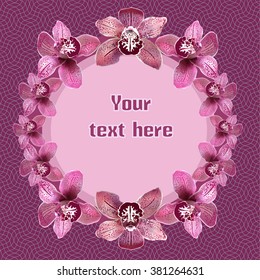 Orchids. Postcard with tropical flowers. 