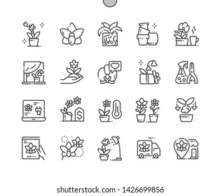 Orchids Well-crafted Pixel Perfect Vector Thin Line Icons 30 2x Grid for Web Graphics and Apps. Simple Minimal Pictogram