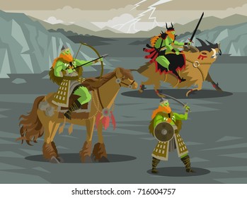 orcs warriors in desert svg