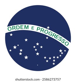 Ordem e Progresso. round icon on brazil flag. The flag of Brazil. Flag icon. Standard color.