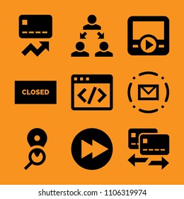 order, account, team, minimal, template and connection icon vector set. Flat vector design with filled icons. Designed for web and software interfaces