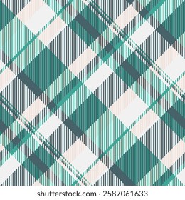 Order background vector fabric, stroke texture plaid seamless. Decorative tartan pattern textile check in cyan and white colors palette.