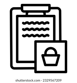 Order basket icon outline vector. Fill form. Resume online