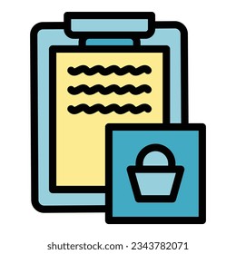 Order basket icon outline vector. Fill form. Resume online color flat