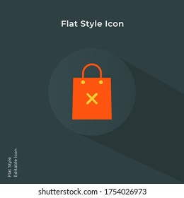 Order cancel, delete order, canceled order, remove purchase icon vector illustration in flat style for using in mobile, website, ui design. Trendy lush lava color.