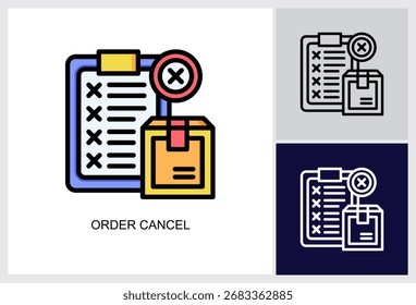 Pedir Cancelar icono Ilustración vectorial de estilo múltiple