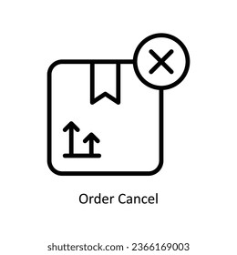 Solicitar la ilustración Cancelar esquema vectorial Icono Diseño. Símbolo de almacén web en fondo blanco archivo EPS 10 