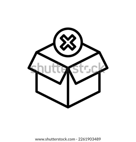 Order cancelled thin line icon. Opened package with cross mark. Parcel declined. Modern vector illustration for delivery service.