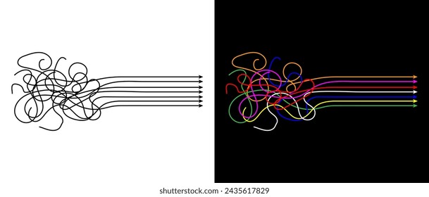 Order and chaos diagram. psychotherapy and psychology concept vector line.