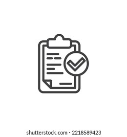 Order check line icon. linear style sign for mobile concept and web design. Paper clipboard and check mark vector icon. Symbol, logo illustration. Vector graphics