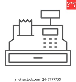 Order checkout line icon, e-commerce and marketing, cash register vector icon, vector graphics, editable stroke outline sign, eps 10.