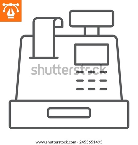 Order checkout line icon, outline style icon for web site or mobile app, e-commerce and marketing, cash register vector icon, simple vector illustration, vector graphics with editable strokes.