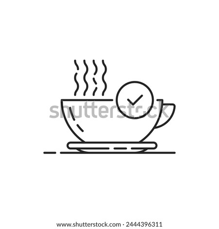 order for coffee in coffee shop completed. linear graphic modern design abstract coffeeshop logotype element isolated on white. concept of favorite taste drink for successful and easy start to day