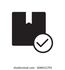 Order confirm icon - Approve icon with package box sign symbol 