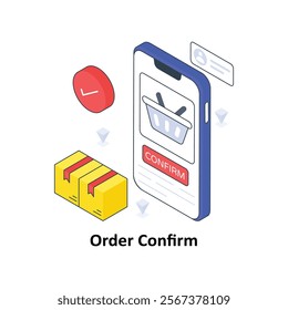 Order Confirm isometric Colored illustration. EPS File stock illustration