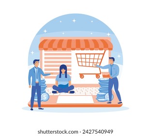  Order confirmation concept. Online internet shopping sale buy purchase process, online payment. flat vector modern illustration 