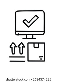 Confirmación de pedido, entrega aprobada, Ilustración vectorial Doodle