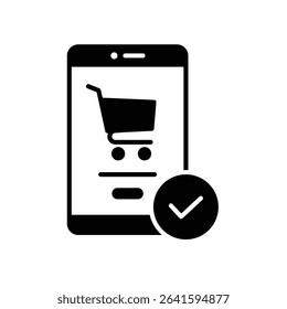 Order confirmation icon on online shopping with smartphone