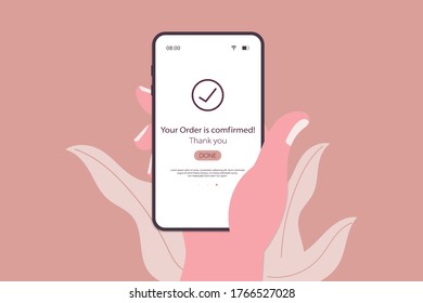 Order confirmed concept. Mobile application template design.