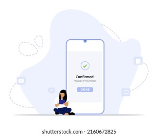 Order confirmed concept. Mobile application template design