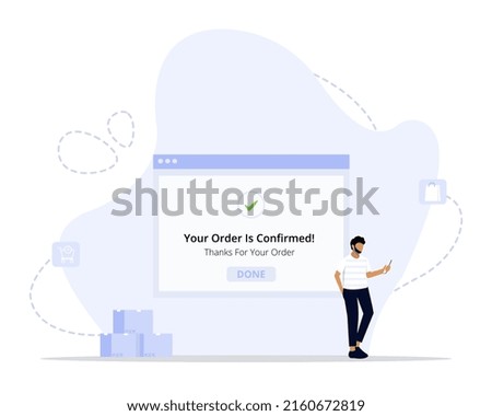 Order confirmed concept. Mobile application template design