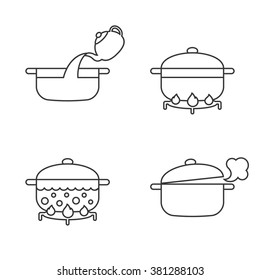 order of cooking info graphics, thin line vector for recipe,cooking pasta, noodles. Step by step