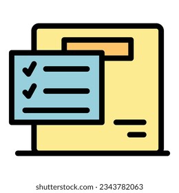 Order data icon outline vector. Car job. Report resume color flat