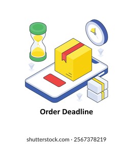 Order Deadline isometric Colored illustration. EPS File stock illustration