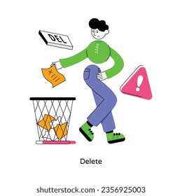 Ordenar Eliminar vector de concepto abstracto en una ilustración de material de estilo plano