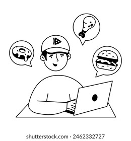 Lieferung bestellen Handgezeichnete Mini-Illustrationen 
