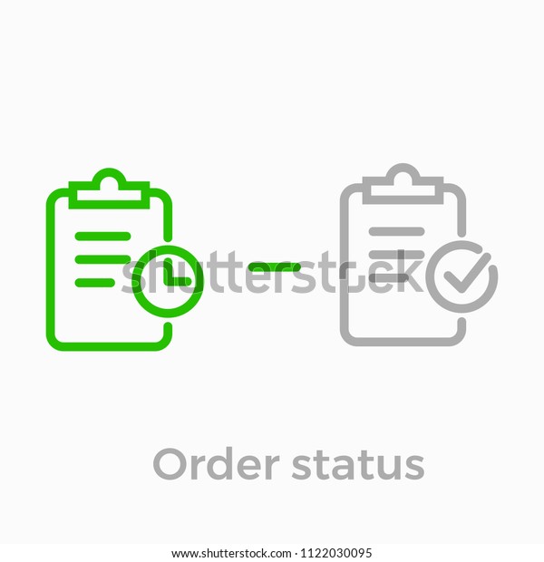 Order delivery and logistics line icon for online\
shop web design. Vector symbol of order received status or invoice\
bill with clock