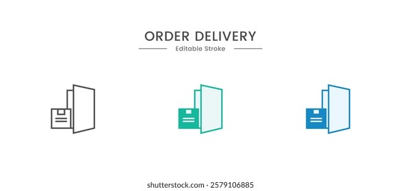 Order Delivery service icon set. Containing order tracking, delivery home, warehouse, courier icons. Solid icons vector collection.