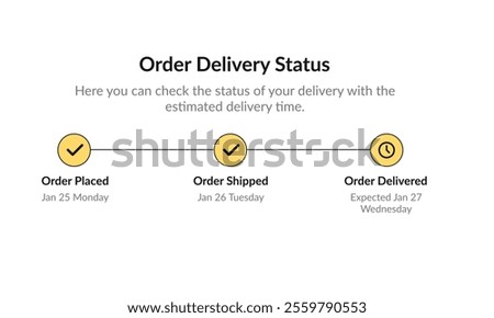 Order delivery status step by step. UI design template, vector illustration.