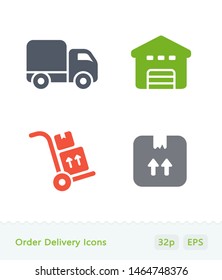 Order Delivery - Sticker Icons. A set of 4 professional, pixel-perfect icons.