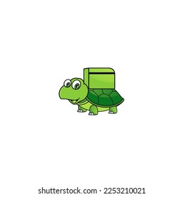 Order delivery turtle mascot. Green tortoise mascot design concept bring an order box.