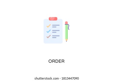 Order flat icon in vector. Logotype